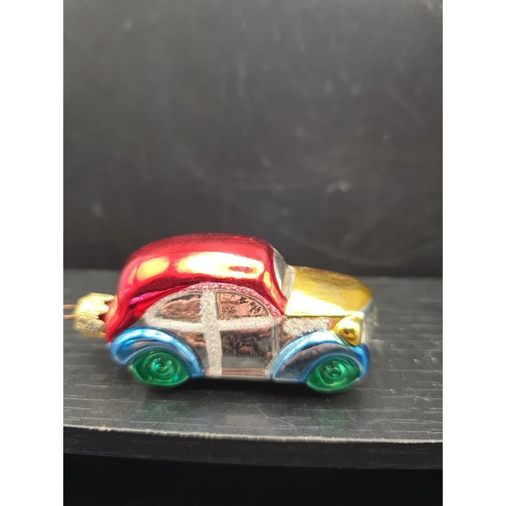 Vintage Old Gangster Car Auto Christmas Tree Ornament Hand Blown Mercury Glass